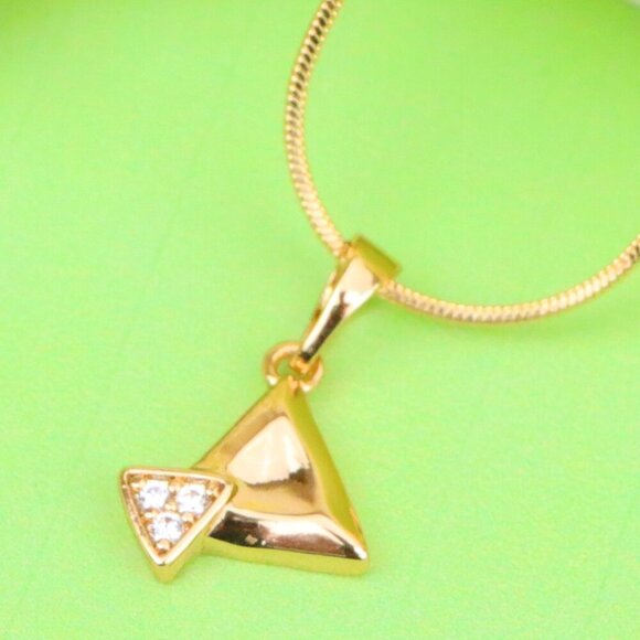 "Chic Rose Gold Triangle Pendant with Sparkling Stone Accent, XPPT1222 - Picture 1 of 13